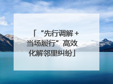“先行调解＋当场履行”高效化解邻里纠纷