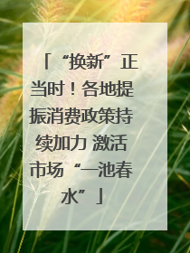 “换新”正当时！各地提振消费政策持续加力 激活市场“一池春水”