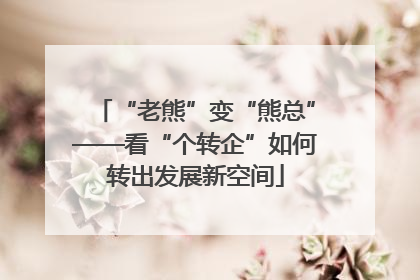 “老熊”变“熊总”——看“个转企”如何转出发展新空间