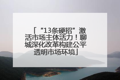 “13条硬招”激活市场主体活力！聊城深化改革构建公平透明市场环境