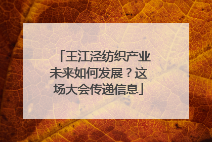 王江泾纺织产业未来如何发展？这场大会传递信息