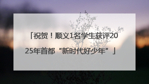 祝贺！顺义1名学生获评2025年首都“新时代好少年”