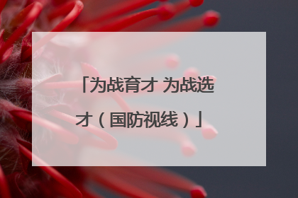 为战育才 为战选才（国防视线）