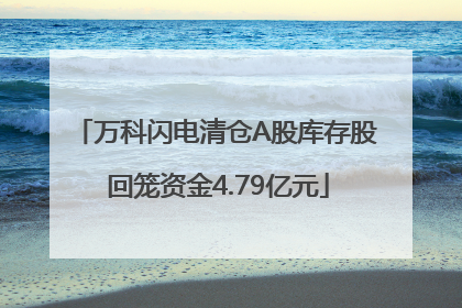 万科闪电清仓A股库存股 回笼资金4.79亿元