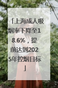 上海成人吸烟率下降至18.6%，提前达到2025年控烟目标