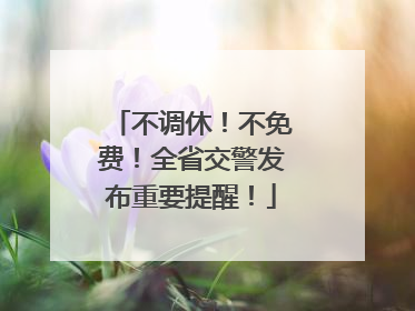 不调休！不免费！全省交警发布重要提醒！