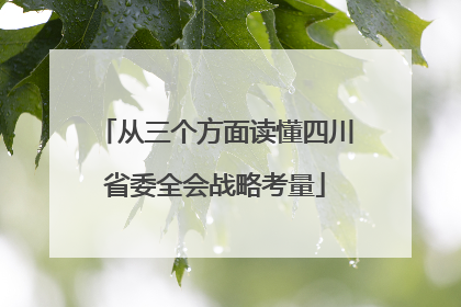 从三个方面读懂四川省委全会战略考量