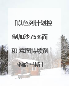 以色列计划控制加沙75%面积 意图持续削弱哈马斯