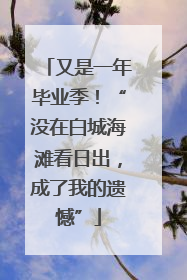 又是一年毕业季！“没在白城海滩看日出，成了我的遗憾”