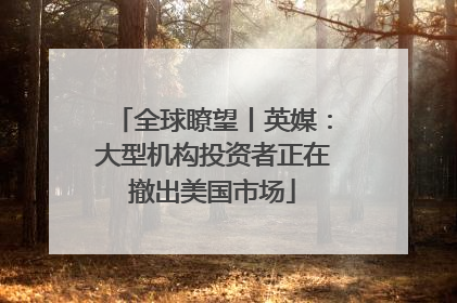 全球瞭望丨英媒：大型机构投资者正在撤出美国市场