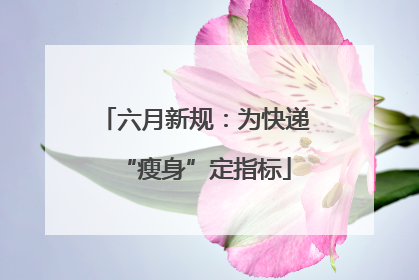 六月新规：为快递“瘦身”定指标