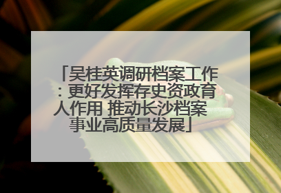 吴桂英调研档案工作：更好发挥存史资政育人作用 推动长沙档案事业高质量发展