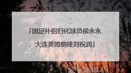 国足补招归化球员侯永永、大连英博前锋刘祝润