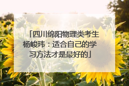 四川绵阳物理类考生杨峻玮：适合自己的学习方法才是最好的