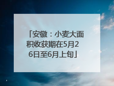 安徽：小麦大面积收获期在5月26日至6月上旬
