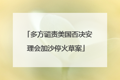 多方谴责美国否决安理会加沙停火草案