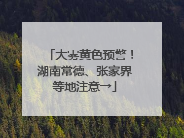 大雾黄色预警！湖南常德、张家界等地注意→