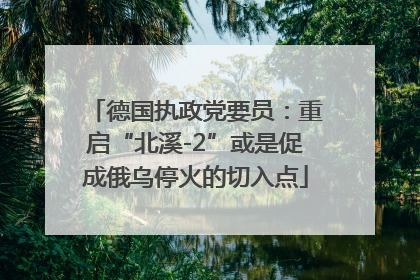 德国执政党要员：重启“北溪-2”或是促成俄乌停火的切入点