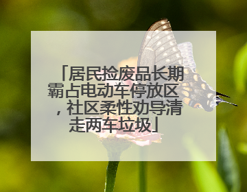 居民捡废品长期霸占电动车停放区，社区柔性劝导清走两车垃圾