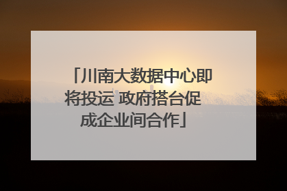 川南大数据中心即将投运 政府搭台促成企业间合作
