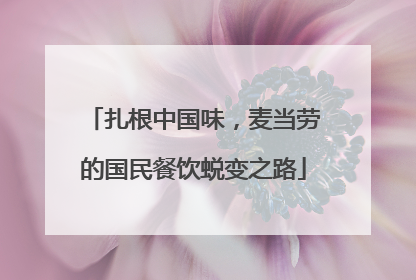 扎根中国味，麦当劳的国民餐饮蜕变之路