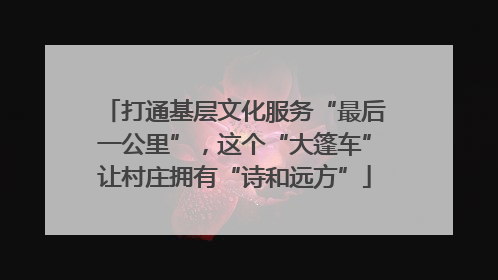 打通基层文化服务“最后一公里”，这个“大篷车”让村庄拥有“诗和远方”