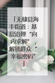 无棣县海丰街道：基层治理“向内求解”，解锁群众“幸福密码”