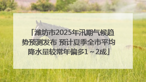 潍坊市2025年汛期气候趋势预测发布 预计夏季全市平均降水量较常年偏多1～2成