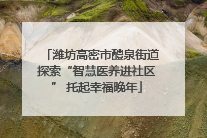 潍坊高密市醴泉街道探索“智慧医养进社区” 托起幸福晚年