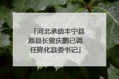 河北承德丰宁县原县长曾庆鹏已调任隆化县委书记
