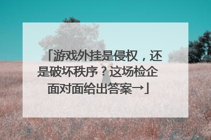 游戏外挂是侵权，还是破坏秩序？这场检企面对面给出答案→