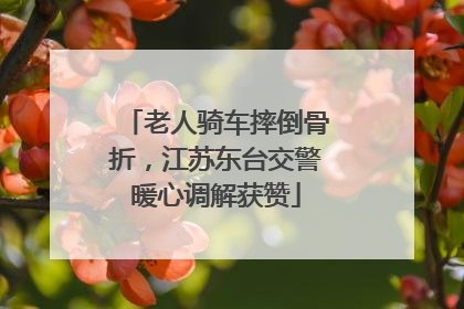 老人骑车摔倒骨折，江苏东台交警暖心调解获赞