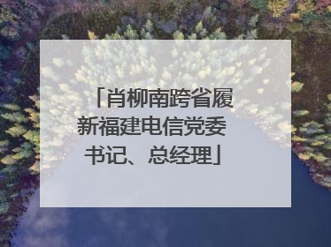 肖柳南跨省履新福建电信党委书记、总经理