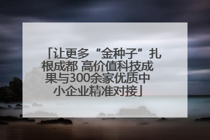 让更多“金种子”扎根成都 高价值科技成果与300余家优质中小企业精准对接