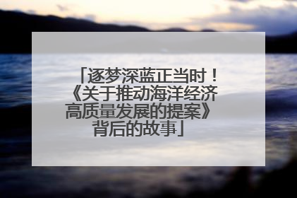 逐梦深蓝正当时！《关于推动海洋经济高质量发展的提案》背后的故事