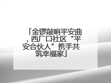 金锣敲响平安曲，西厂口社区“平安合伙人”携手共筑幸福家