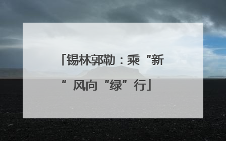 锡林郭勒：乘“新”风向“绿”行