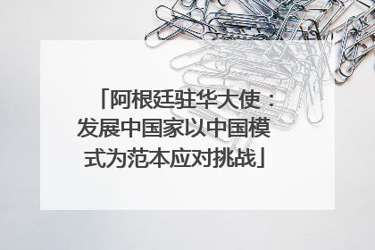 阿根廷驻华大使：发展中国家以中国模式为范本应对挑战