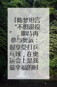 陈梦坦言“不想退役”，期待再参与奥运：很享受打乒乓球，在奥运会上是我最幸福的时候