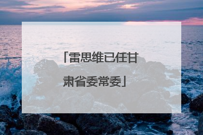 雷思维已任甘肃省委常委