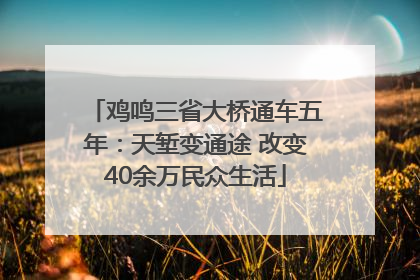 鸡鸣三省大桥通车五年：天堑变通途 改变40余万民众生活