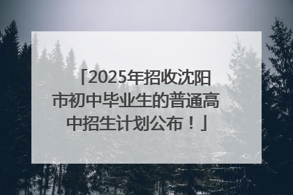 2025年招收沈阳市初中毕业生的普通高中招生计划公布！