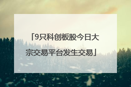 9只科创板股今日大宗交易平台发生交易